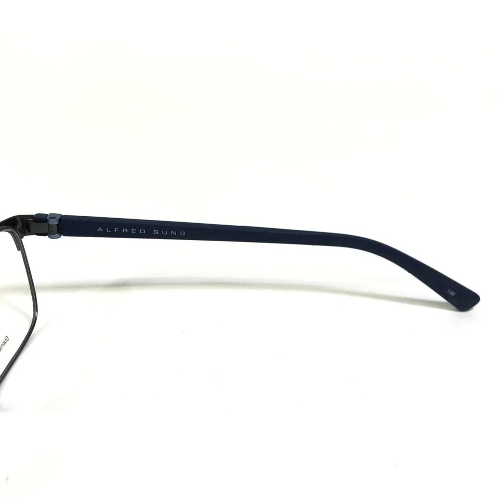 Alfred Sung Eyeglasses Frames AS5083 NVY CEN Blue Gray Square Full Rim 55-16-140